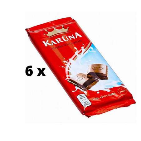 Šokoladas KARŪNA, pieninis, 80 g  x  6 vnt. pakuotė