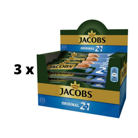 Tirpiosios kavos gėrimas JACOBS 2 in 1, dėžutė, 20 x 14 g  x  3 pak. pakuotė