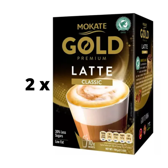 Kavos gėrimas MOKATE Gold Premium Latte Classic, 10 x 14g  x  2 vnt. pakuotė