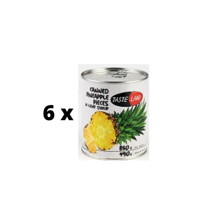 Ananasų gabaliukai TASTELAND, 850 g / 490 g  x  6 vnt. pakuotė