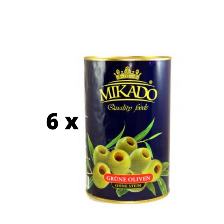 Alyvuogės MIKADO, žalios, be kaulo, M dydis, 90 g / 280 g  x  6 vnt. pakuotė