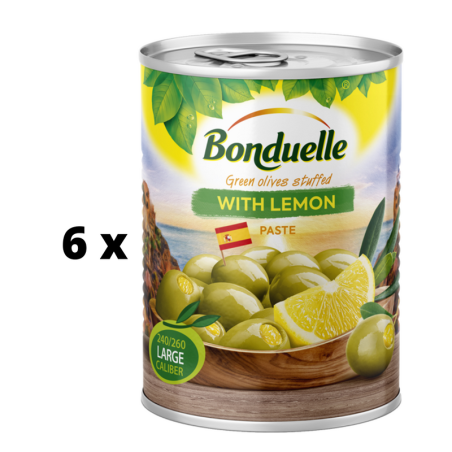 Žaliosios alyvuogės BONDUELLE su citrina, 300g  x  6 vnt. pakuotė