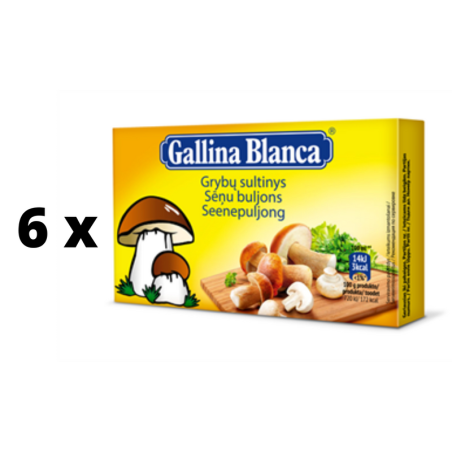 Grybų sultinys GALLINA BLANCA, 8 vnt. (80 g.)  x  6 pak. pakuotė