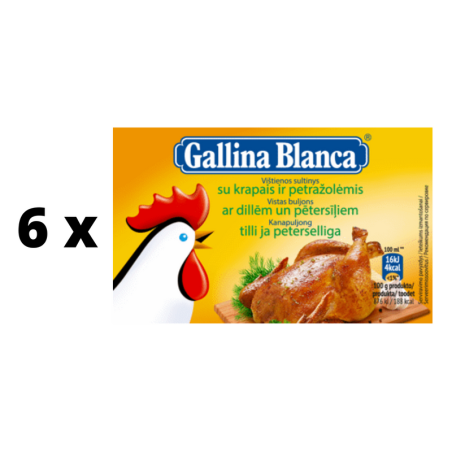 Vištienos sultinys GALLINA BLANCA, su krapais ir petražolėmis, 8 vnt.  x  6 pak. pakuotė