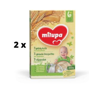 Pieniška sviestinių sausainių ir biskvito košė MILUPA, nuo 6 mėn., 250 g  x  2 vnt. pakuotė