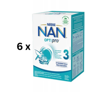 Pieno mišinys NAN OPTIPRO 3, nuo vienerių metų amžiaus, 650g, 6 vnt. pakuotė