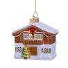 Glass Christmas tree toy - ski lodge, 7.5 cm