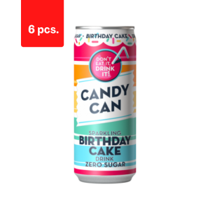 Gazuotas gaivusis gėrimas CANDY CAN, braškių ir vanilės skonio, su saldikliais, 0.33 l D  x  6 vnt. pakuotė