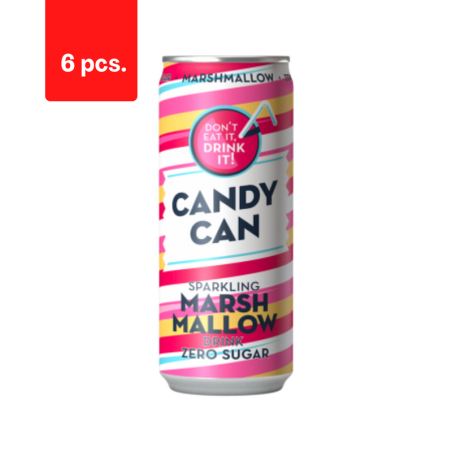 Gazuotas gaivusis gėrimas CANDY CAN, zefyrų skonio, su saldikliais, 0.33l D  x  6 vnt. pakuotė