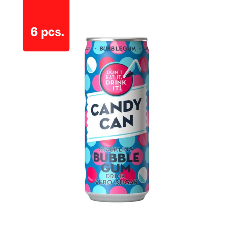 Gazuotas gaivusis gėrimas CANDY CAN, kramtomosios gumos skonio, su saldikliais, 0.33l D  x  6 vnt. pakuotė