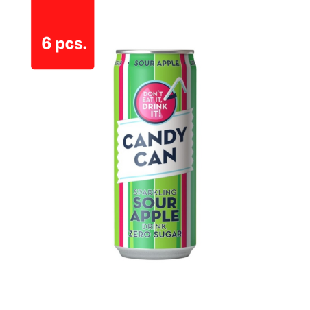 Gazuotas gaivusis gėrimas CANDY CAN, obuolių skonio, su saldikliais, 0.33l D  x  6 vnt. pakuotė