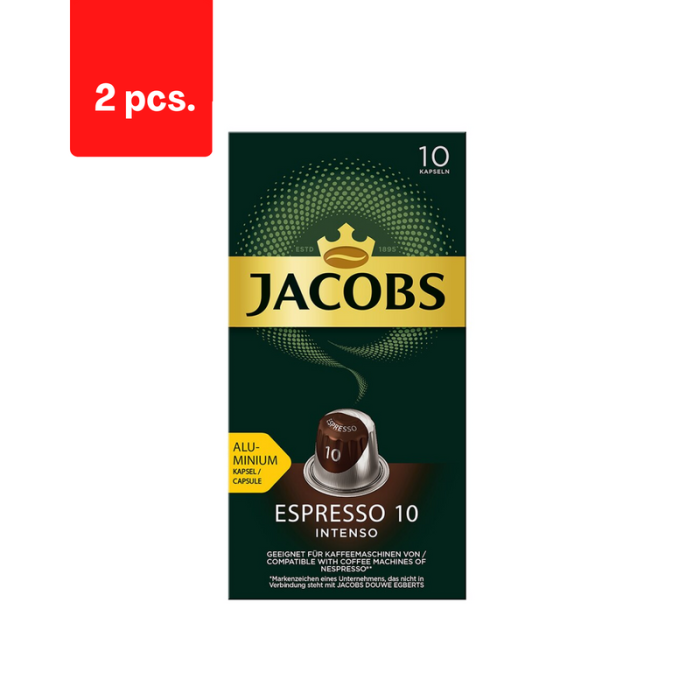 Kavos kapsulės JACOBS Espresso 10 Intenso, 52g  x  2 pak. pakuotė
