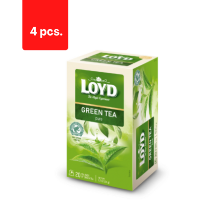 Žalioji arbata LOYD Green Pure, 20 x 1.7g  x  4 pak. pakuotė