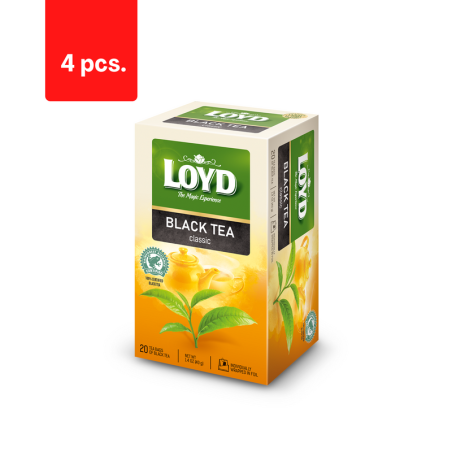 Juodoji arbata LOYD, maišeliuose, 20 x 2g  x  4 pak. pakuotė