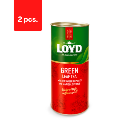 Biri žalioji arbata LOYD, su braškių gabaliukais ir medetkų žiedlapiais, 80g  x  2 vnt. pakuotė