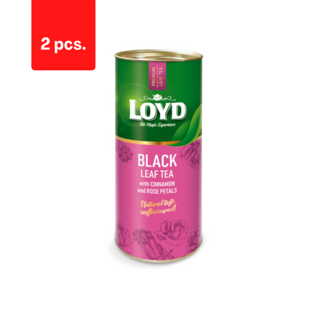 Biri juodoji arbata LOYD, su cinamonu ir rožių žiedlapiais, 80g  x  2 vnt. pakuotė