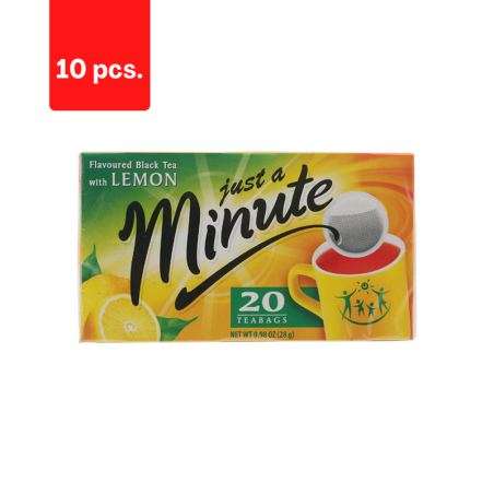Juodoji arbata JUST A MINUTE Lemon, 20 x 1,4g  x  10 pak. pakuotė