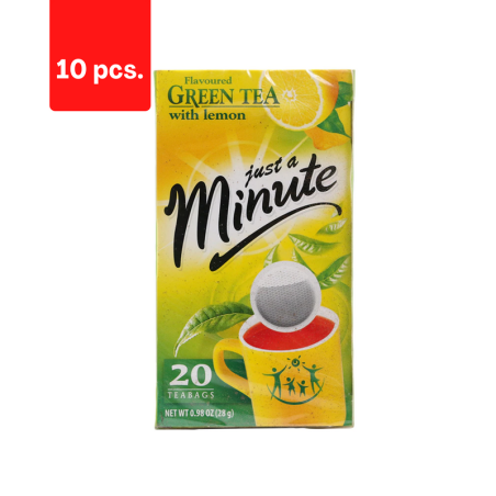 Žalioji arbata JUST A MINUTE Lemon, 20 x 1,4g  x  10 pak. pakuotė
