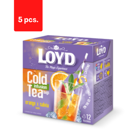 Arbata LOYD Cold Infusion, apelsinų ir šalavijų skonio, 12 x 2,5 g  x  5 pak.