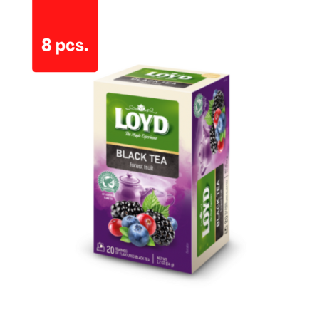 Aromatizuota juodoji arbata LOYD, miško uogų skonio, 20 x 1.7g  x  8 pak.