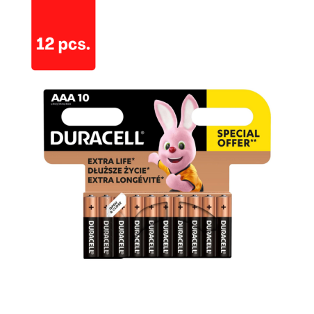 Baterijos DURACELL AAA, 10 vnt.  x  12 vnt.