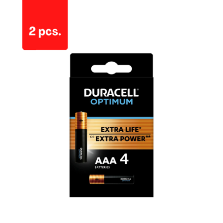 Baterijos DURACELL Optimum, AAA, 4 vnt.  x  2 pak.