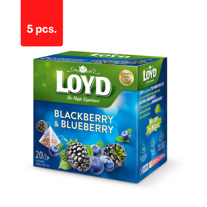Vaisinė arbata LOYD, gervuogių ir mėlynių skonio, 20 x 2g  x  5 pak.