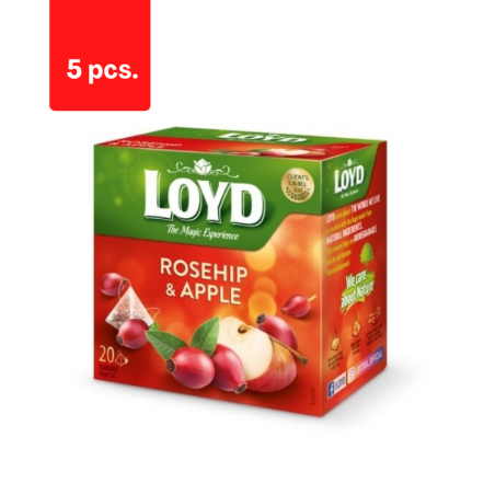 Vaisinė arbata LOYD, obuolių skonio, su erškėtuogėmis, 20 x 2g  x  5 pak.