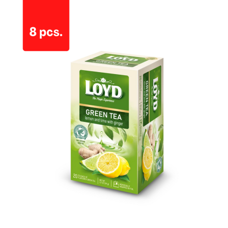 Žalioji arbata LOYD, citrinų-laimų ir imbiero skonio, 20 x 1.7g  x  8 pak.