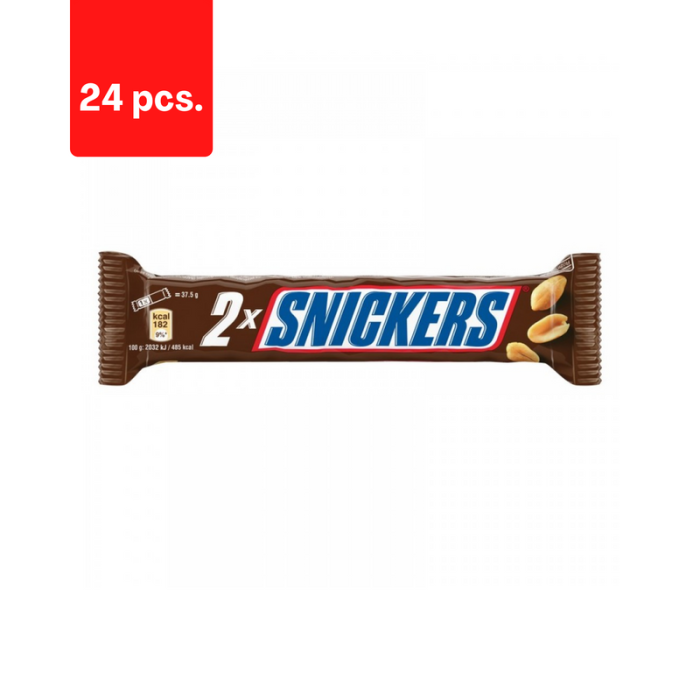 Šokoladinis batonelis SNICKERS 2Pack, 2 x 37,5 g  x  24 vnt.