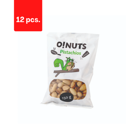 Kepinti ir sūdyti pistacijų riešutai O!NUTS, 150 g  x  12 vnt.