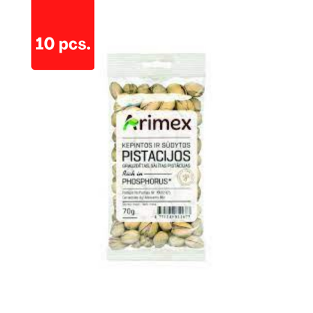 Kepintos ir sūdytos pistacijos ARIMEX, 70 g  x  10 vnt.
