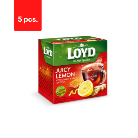 Žolelių ir vaisių arbata LOYD, citrinų imbiero ir medaus skonio, 20 x 2g  x  5 pak.