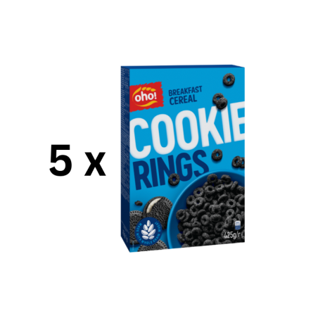 Sausi pusryčiai OHO Cookie rings, 425 g  x  5 vnt.