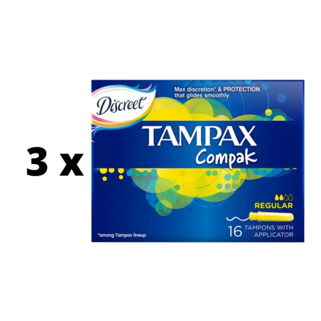 Tamponai TAMPAX Compak Regular, 16 vnt.  x  3 vnt. pakuotė