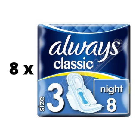 Higieniniai paketai ALWAYS Night, 8 vnt.  x  8 vnt. pakuotė