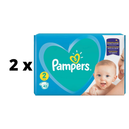 Sauskelnės PAMPERS New Baby, Small pack 2 dydis +, 4-8kg, 43 vnt.  x  2 vnt. pakuotė