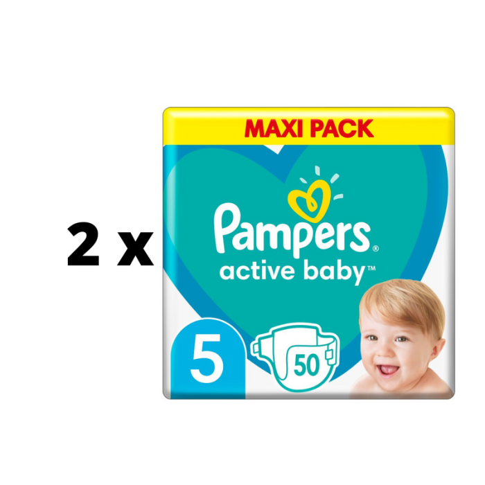 Sauskelnės PAMPERS Active Baby Maxi Pack S5, 50 vnt.  x  2 vnt. pakuotė