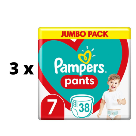 Sauskelnės PAMPERS Pants Jumbo Pack S7 38vnt.  x  3 vnt. pakuotė