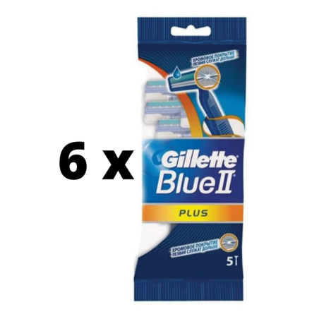 Vienkartiniai skustuvai Gillette BLUE II Plus, 5 vnt.  x  6 pak. pakuotė