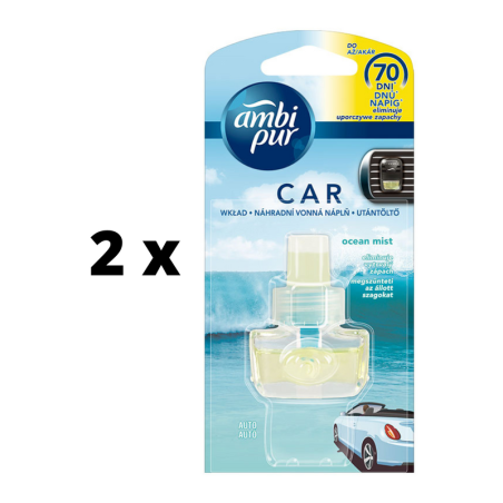 Oro gaiviklio automobiliams pakeitiklis AMBI PUR Car Ocean & Mist, 7 ml  x  2 vnt. pakuotė
