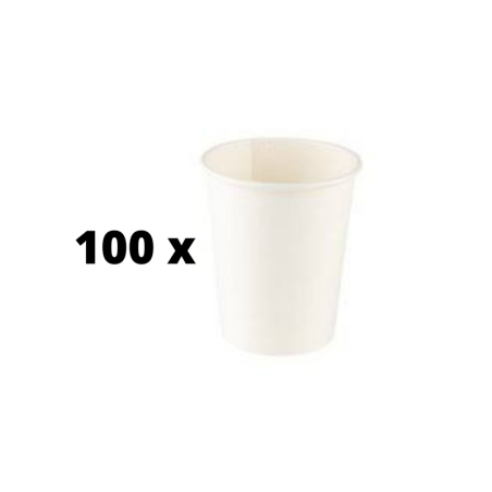 Vienkartiniai puodeliai, popieriniai, balti, 236 ml, D 80 mm, 50 vnt.  x  2 pak. pakuotė