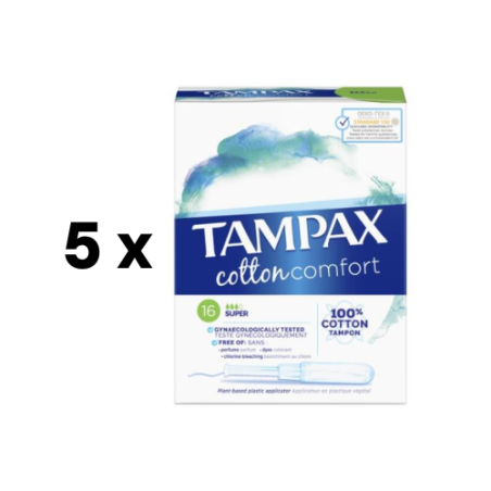 Tamponai TAMPAX Cotton Super, 16vnt pakuotė 5 vnt.