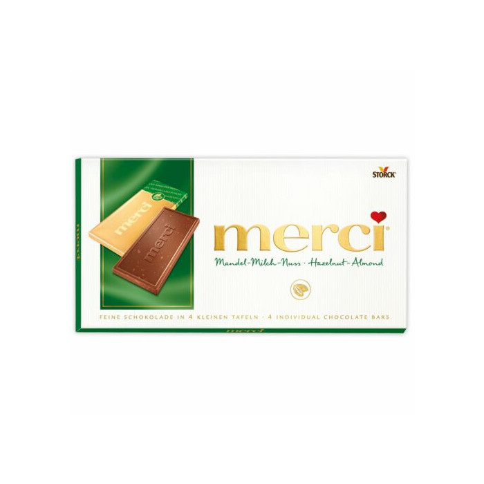 Šokoladas Merci Hazelnut - Almond 100 g. 15 vnt. pakuotėje