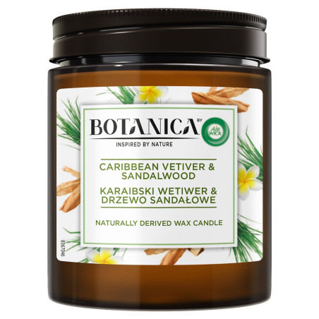 Kvapioji žvakė Botanica Candle Carib.Vetiver&Sandalw 205 g. 2 pakuočių komplektas