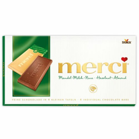 Šokoladas Merci Hazelnut - Almond 100 g. 4 pakuočių komplektas