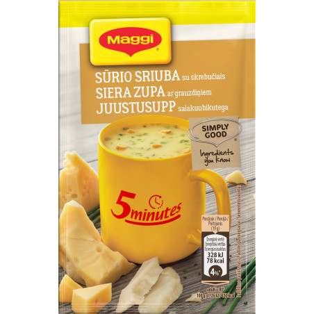 Maggi 5MT sūrio sriuba su skrebučiais 19g, 30 pakuočių komplektas