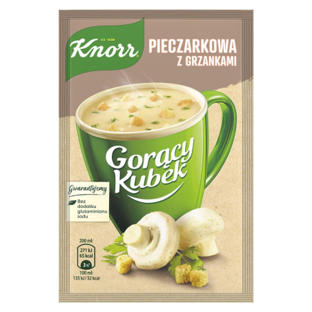 Knorr tiršta pievagrybių sriuba su skrebučiais, 15g, 40 pakuočių komplektas