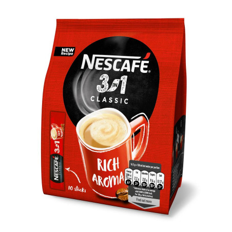 Nescafe Classic kavos gėrimas 3in1 (maišely,10x16,5), 6 pakuočių komplektas