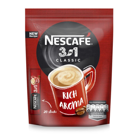 Nescafe Classic 3in1 kavos gėrimas (maišely 20x16,5), 5 pakuočių komplektas